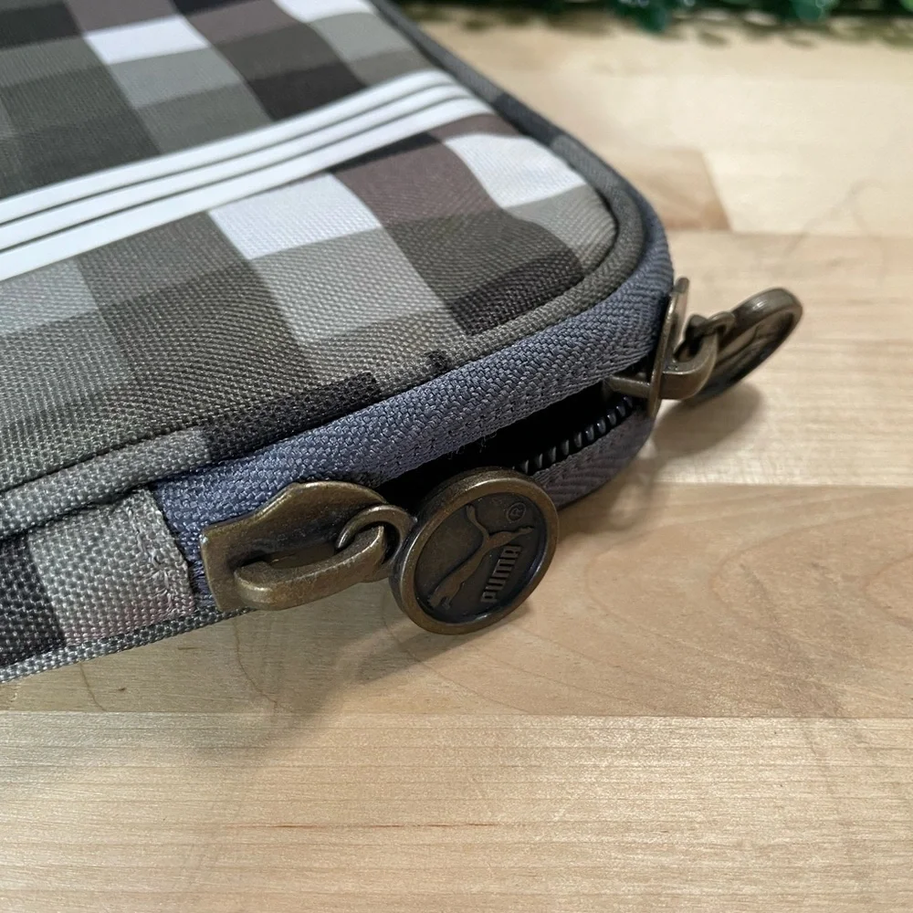 Puma Men's Black, Green, and Gray Plaid Padded Tablet Sleeve